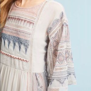 Anthropologie Maeve Embroidered Peasant Dress